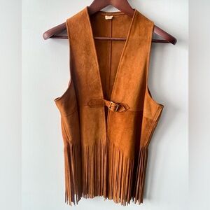 Vintage Fringed Suede Vest in Rich Brown